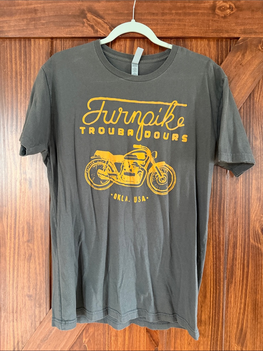 Turnpike Troubadours Charcoal T-Shirt with Yellow Motorcycle Graphic